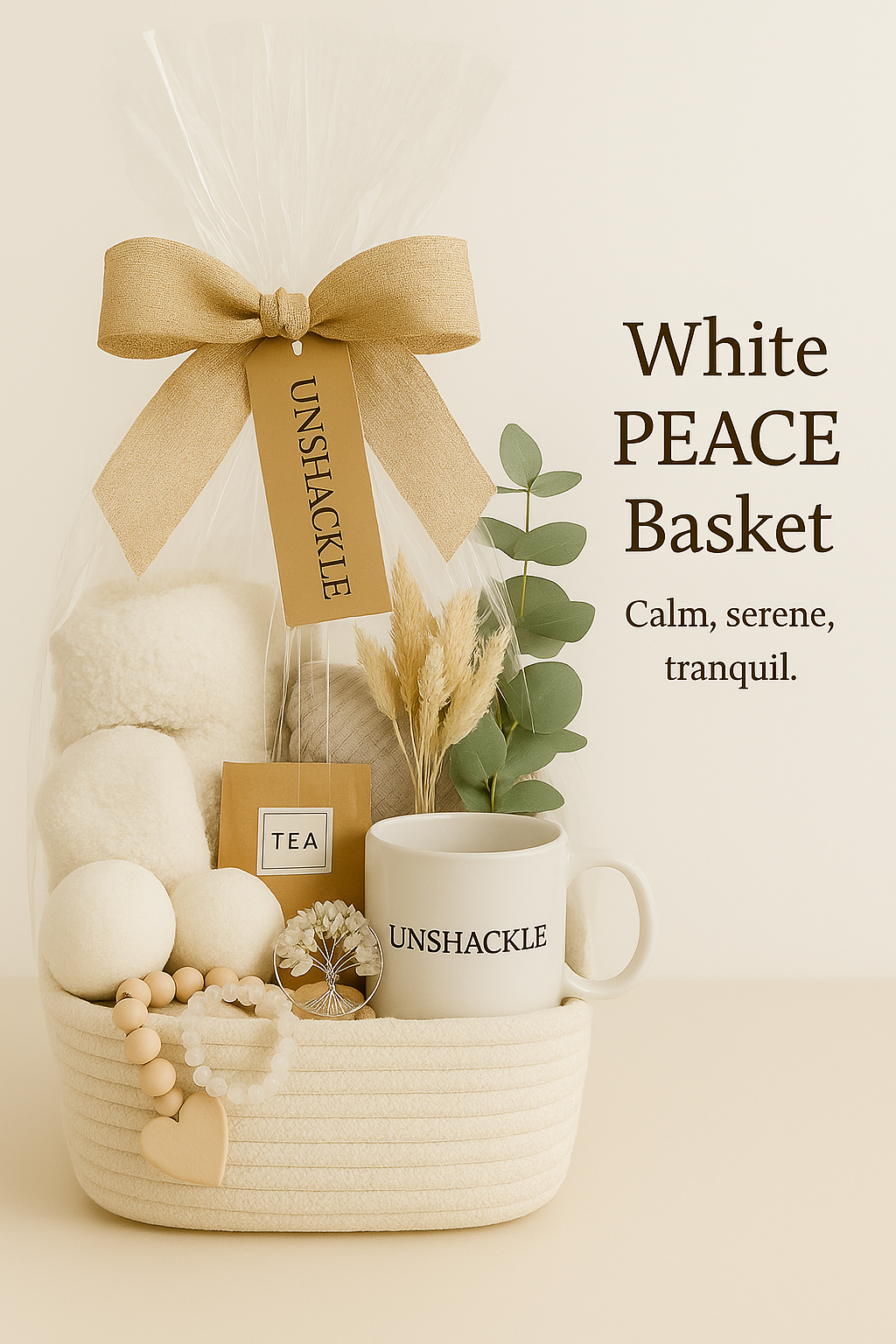 White PEACE Basket