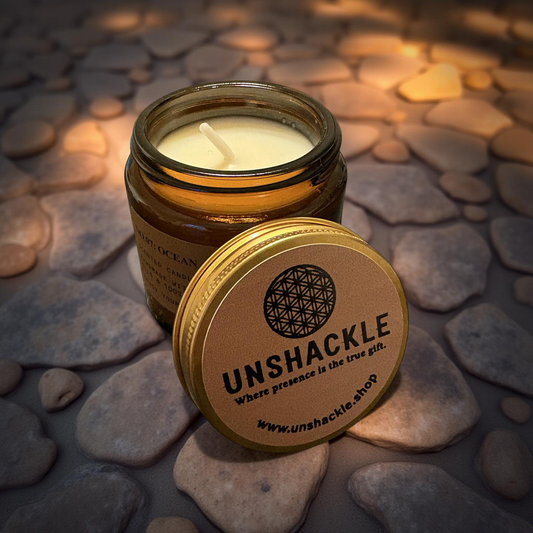 UNSHACKLE Amber Jar Aromatherapy Candles Where presence is the true gift.