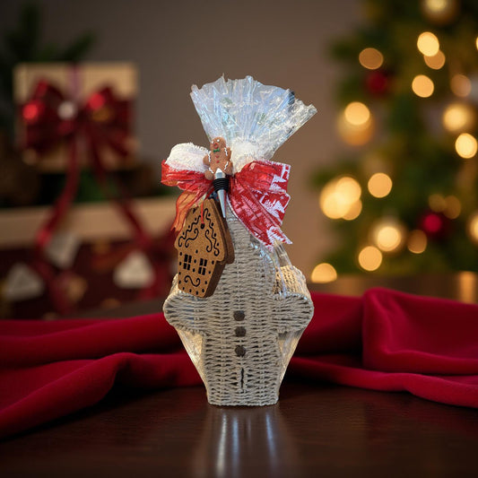 Gingerbread Holiday Wine Tote Gift Set - A whimsical, cozy, holiday wine moment — wrapped to perfection.