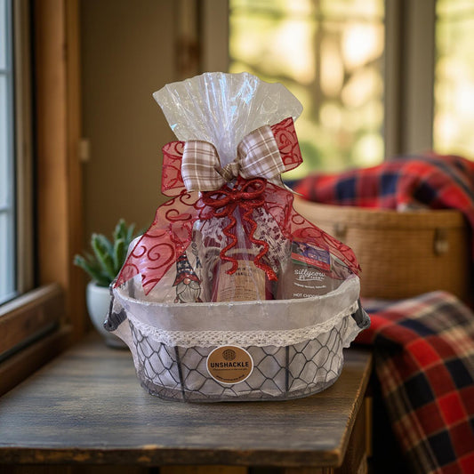 🌙 Holy Night Cocoa – Faith, cocoa, and candlelight — the heart of Christmas in a basket.