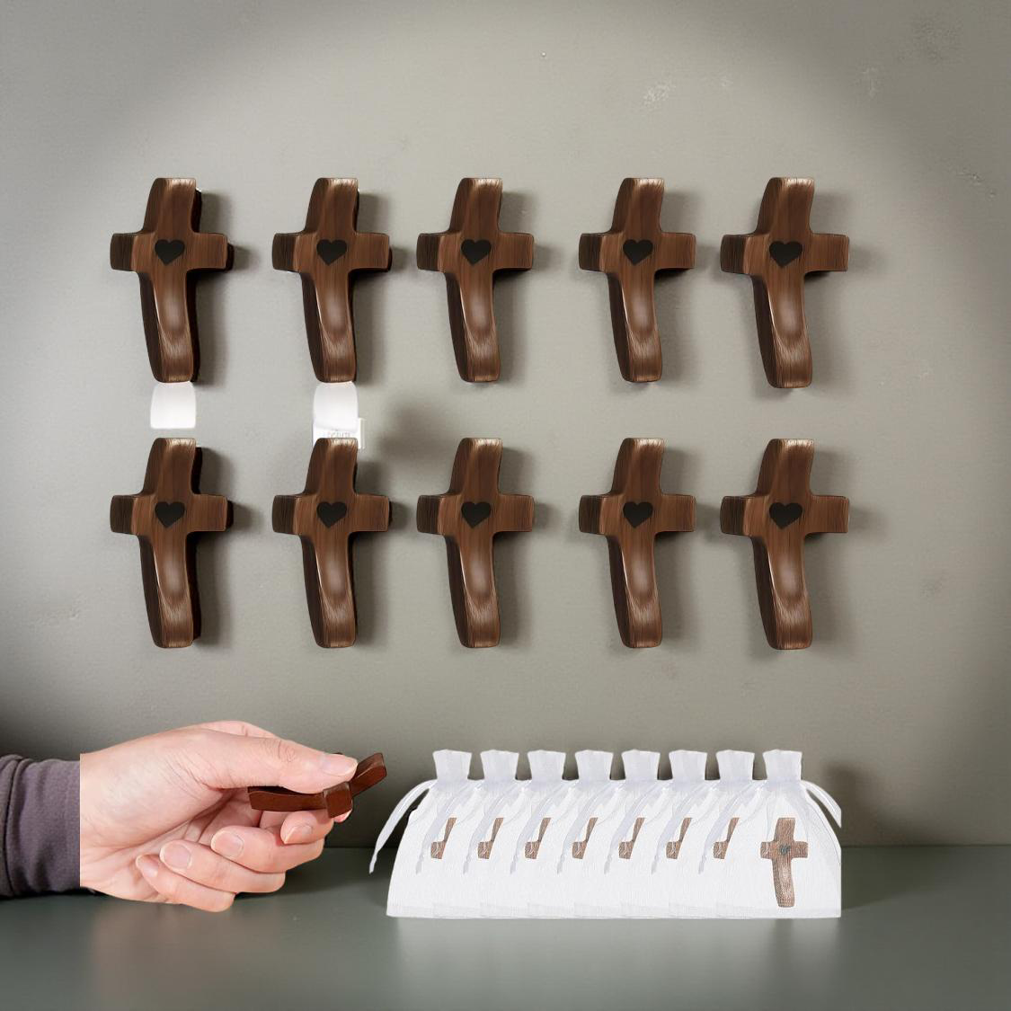 Pocket Cross with Heart Cutout – A Touch of Peace in Your Palm